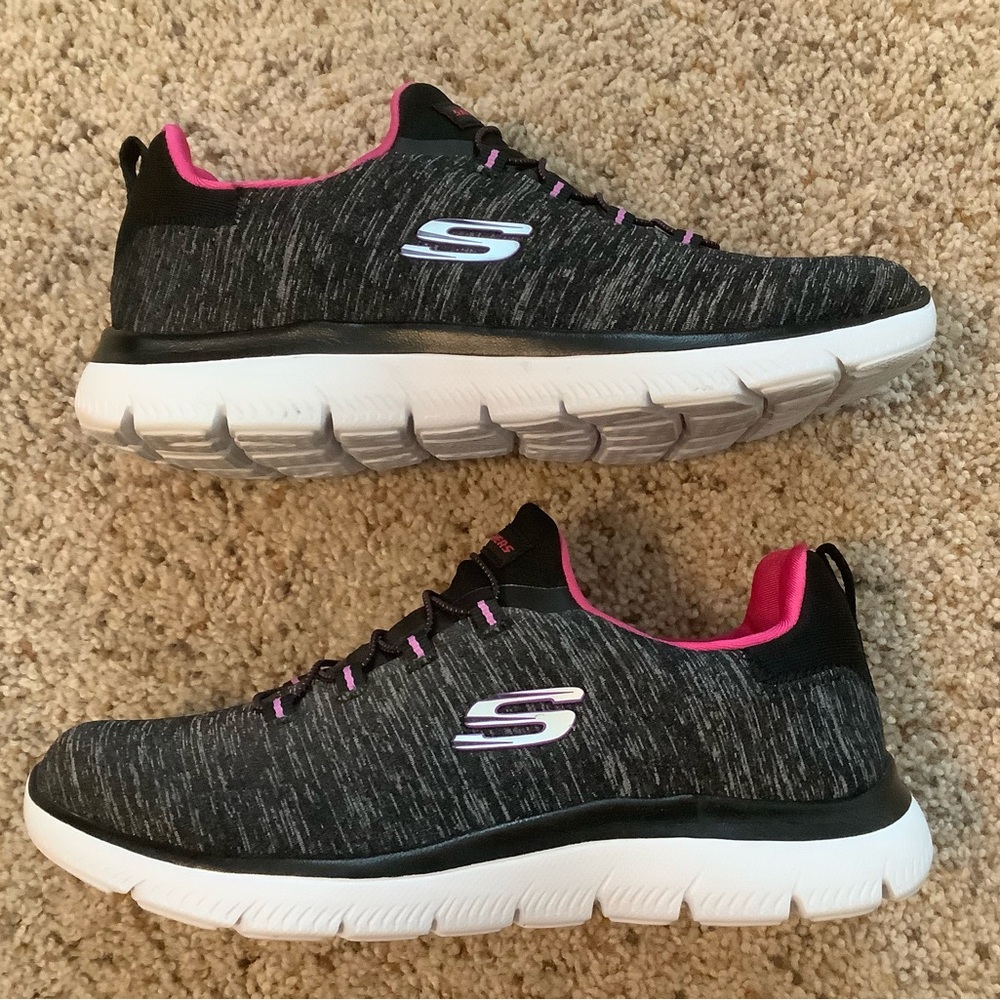 Skechers Summits Quick Getaway Memory Foam Pink and Black Sneakers Size 7 Wide - Picture 3 of 10